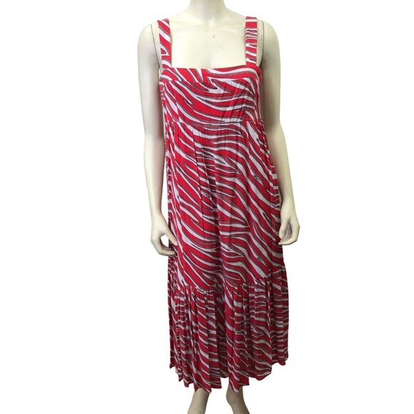 MICHAEL KORS $175 Zebra Square Neck‎ Sleeveless Midi Dress SZ SM NWT - Picture 3 of 13
